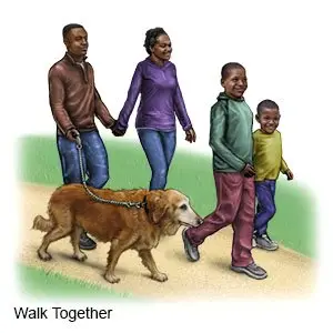 Black Family Walking for Exercise