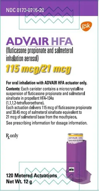 Advair HFA 115 mcg-21 mcg 120 dose carton