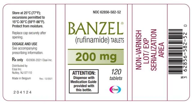 NDC 62856-582-52
BANZEL® 
(rufinamide) TABLETS
200 mg
120 tablets
