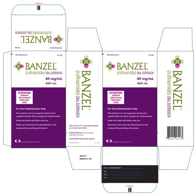 NDC 62856-584-46
BANZEL®
(rufinamide) ORAL SUSPENSION
40 mg/mL
460 mL
