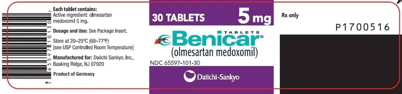 PRINCIPAL DISPLAY PANEL NDC 65597-101-30 TABLETS Benicar (olmesartan medoxomil) 5 mg 30 TABLETS Rx Only