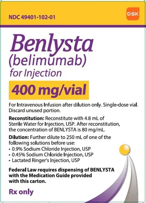 Benlysta 400 mg per vial carton