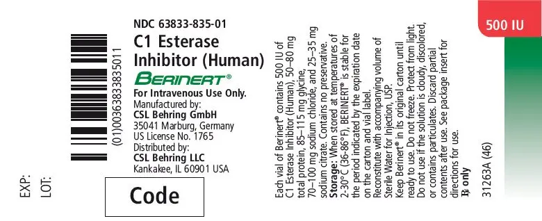 PRINCIPAL DISPLAY PANEL - 500 IU Vial Label