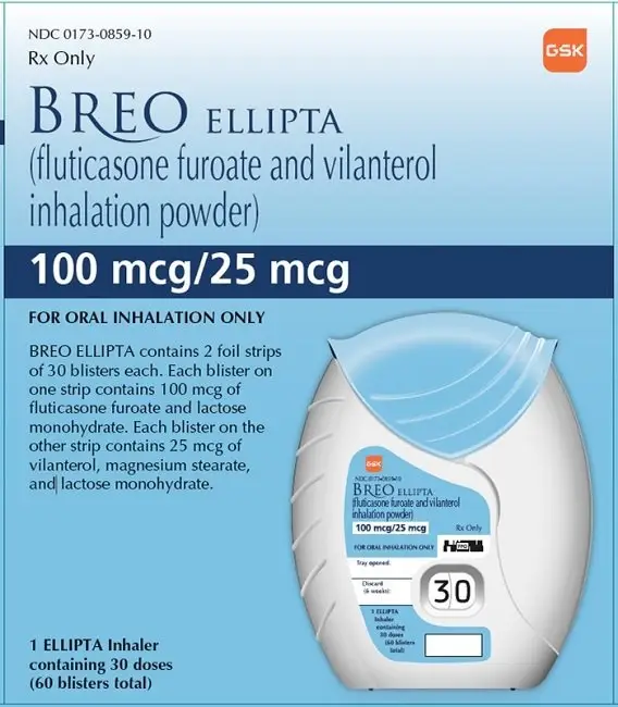 Breo Ellipta 100mcg-25mcg 30 dose carton