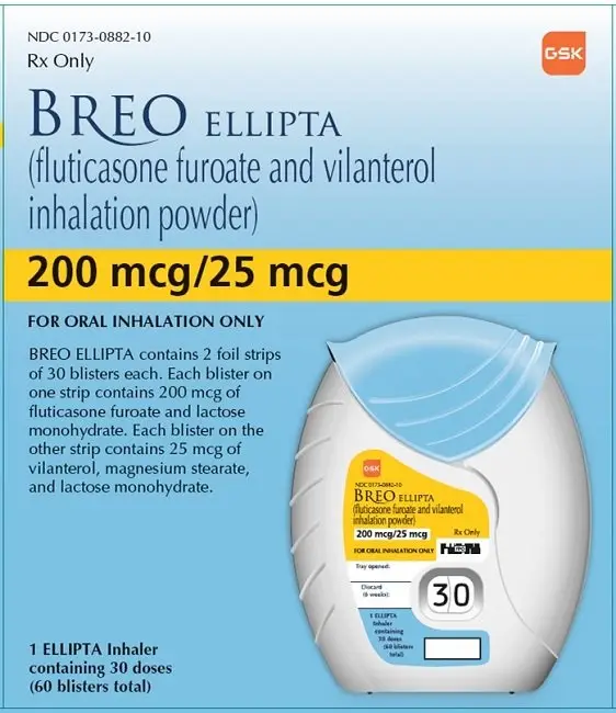 Breo Ellipta 200mcg-25mcg 30 dose carton