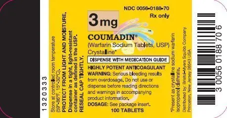 COUMADIN 3 mg 100 Tablets