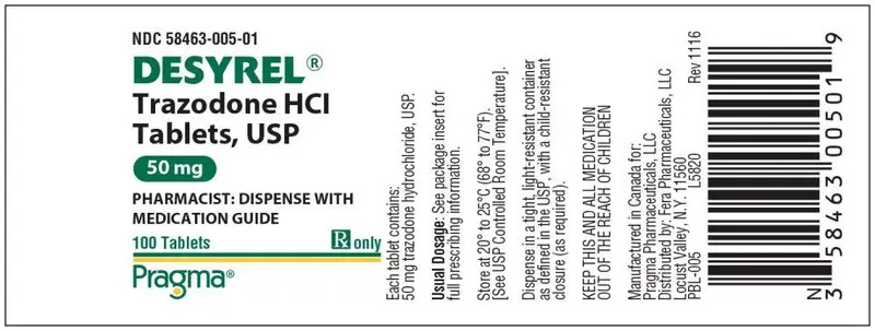 Principal Display Panel - Desyrel 50 mg Label
