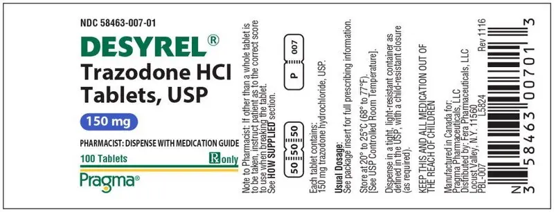 Principal Display Panel - Desyrel 150 mg Label
