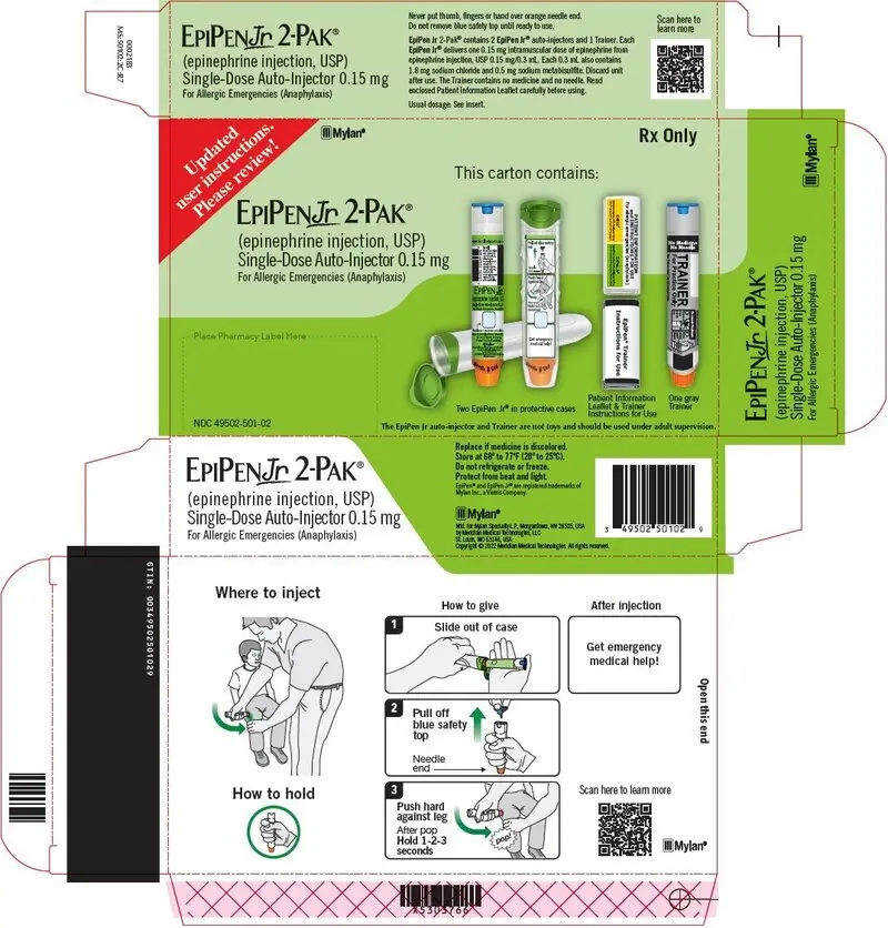 EPIPEN Jr 2-PAK 0.15 mg Carton Label