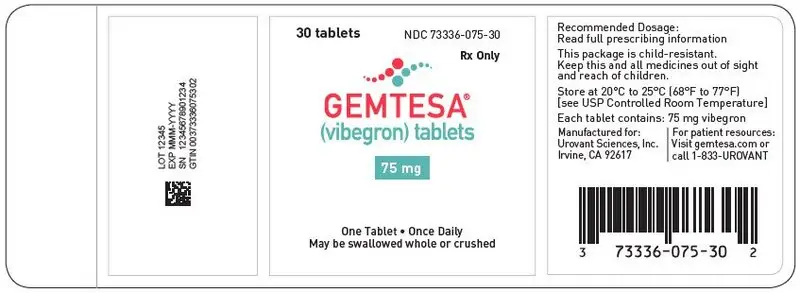 PRINCIPAL DISPLAY PANEL - 75 mg Tablet Bottle Label