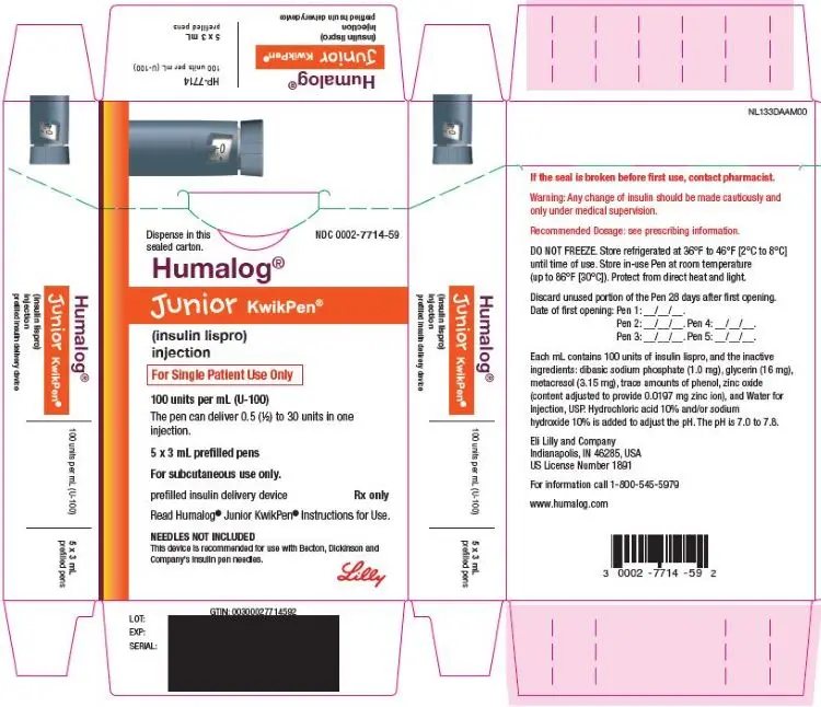 PACKAGE CARTON – HUMALOG Junior KwikPen
