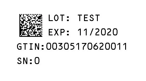 20 mL Serialization Label