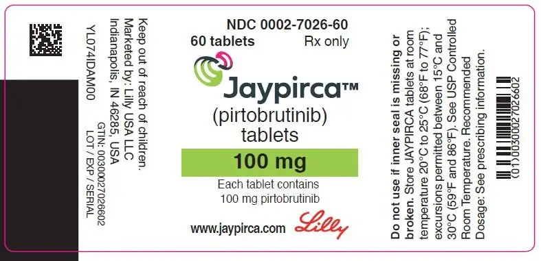 PACKAGE LABEL – JAYPIRCA 100 mg Tablets, 30 count bottle
