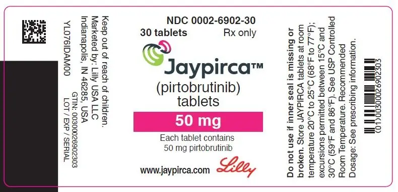 PACKAGE LABEL – JAYPIRCA 50 mg Tablets, 30 count bottle
