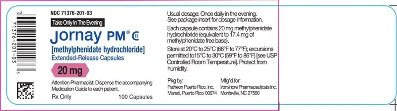 Principal Display Panel - Jornay PM® 20 mg Bottle Label
