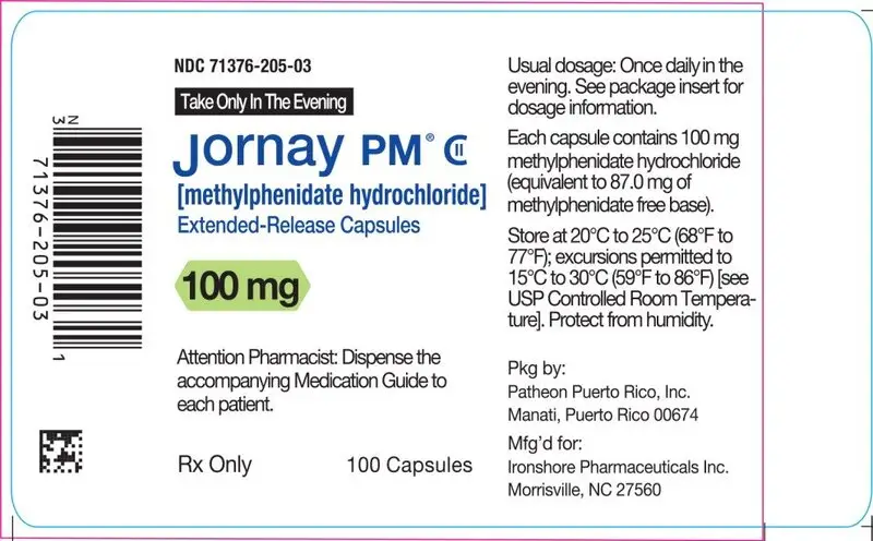 Principal Display Panel - Jornay PM® 100 mg Bottle Label
