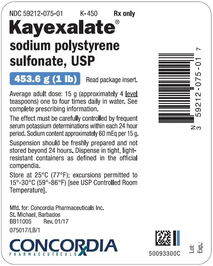 Kayexalate Concordia Container Label