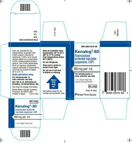 Image Kenalog-80  1 mL Carton Label