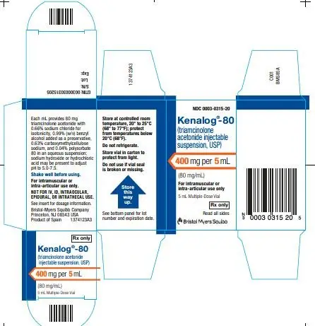 Image Kenalog-80  5 mL Carton Label