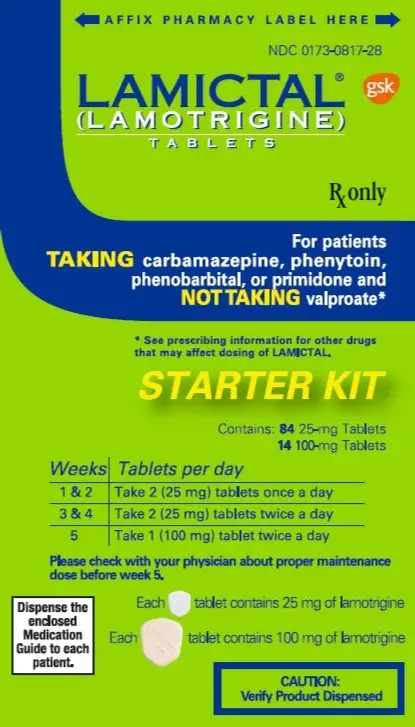 Lamictal Starter Kit Green 25mg and 100mg carton