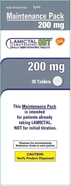 Lamictal ODT 200 mg 30 count maintenance pack carton