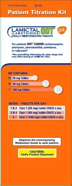 Lamictal ODT Kit Orange 25mg, 50 mg, 100mg carton