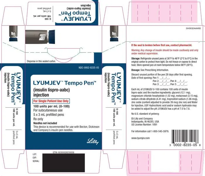 PACKAGE LABEL – LYUMJEV U100 Tempo Pen 5 Count Carton
