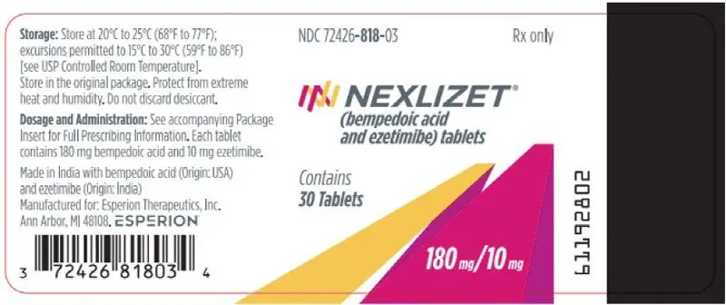 PRINCIPAL DISPLAY PANEL - 180 mg/10 mg Tablet Bottle Label