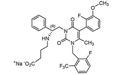 Elagolix sodium has the following structural formula