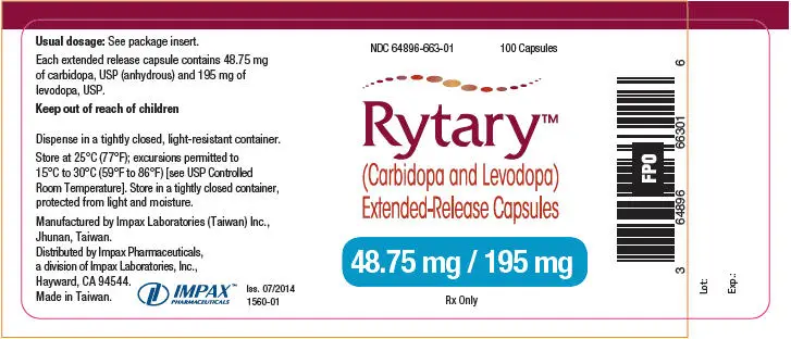 PRINCIPAL DISPLAY PANEL - 48.75 mg/195 mg Capsule Bottle Label