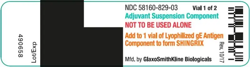 Shingrix 10 count adjuvant vial label