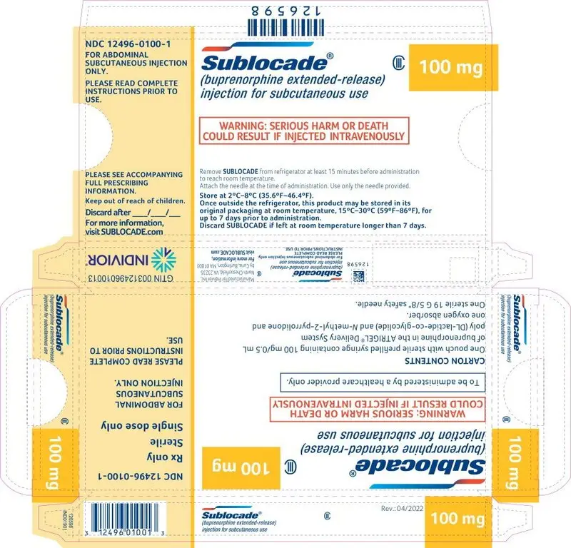 Principal Display Panel - Sublocade 100 mg Carton Label
