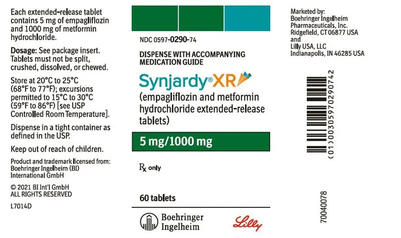 PRINCIPAL DISPLAY PANEL - 5 mg/1000 mg Tablet Bottle Label - NDC 0597-0290-74