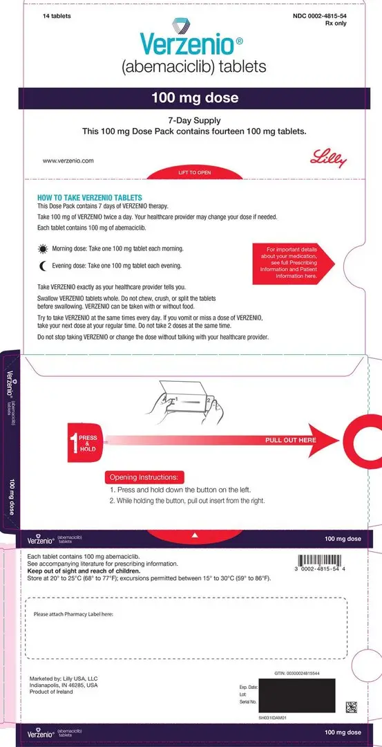 PACKAGE CARTON – VERZENIO 100 mg 14ct
