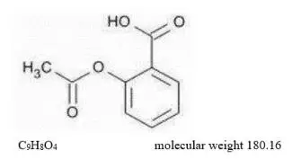 The following structural formula Aspirin (benzoic acid, 2-(acetyloxy)-) is a nonsteroidal anti-inflammatory drug. 