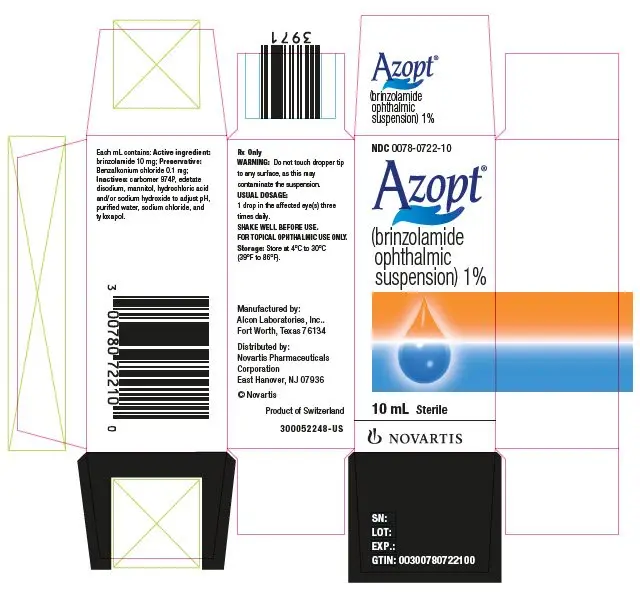 PRINCIPAL DISPLAY PANEL
									NDC 0078-0772-10
									Azopt®
									(brinzolamide ophthalmic suspension) 1%
									10 mL
									NOVARTIS
							