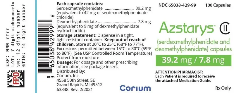 39 mg 100 count Bottle Label