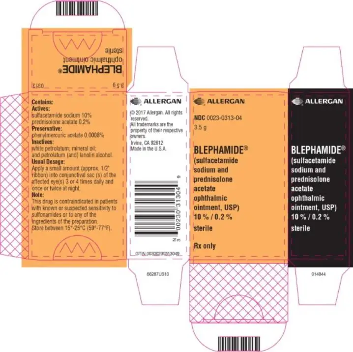 PRINCIPAL DISPLAY PANEL
NDC 0023-0313-04
3.5 g
BLEPHAMIDE®
(sulfacetamide 
sodium and 
prednisolone 
acetate 
ophthalmic 
ointment, USP) 
10%/0.2%
sterile
Rx Only
