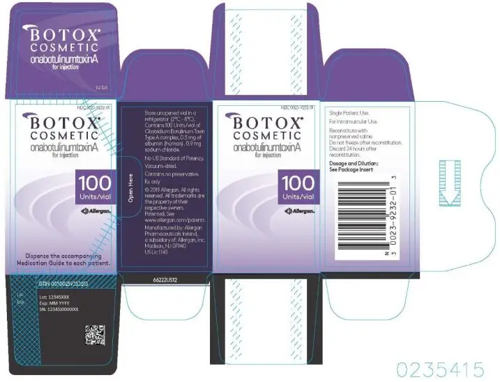 PRINCIPAL DISPLAY PANEL
Botox
Cosmetic
onabotulinumtoxinA
for Injection
100
Units/Vial
