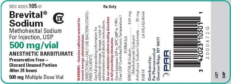 Brevital 500 mg/vial label