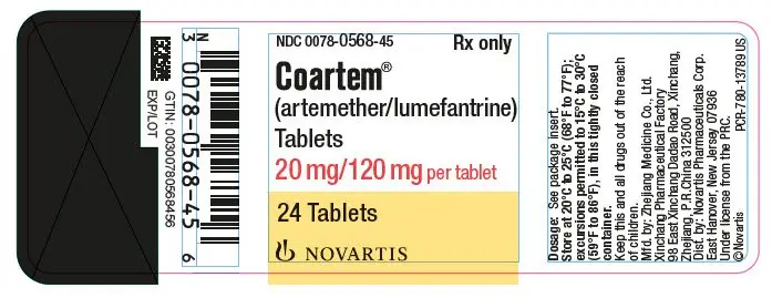 Coartem Tablets label