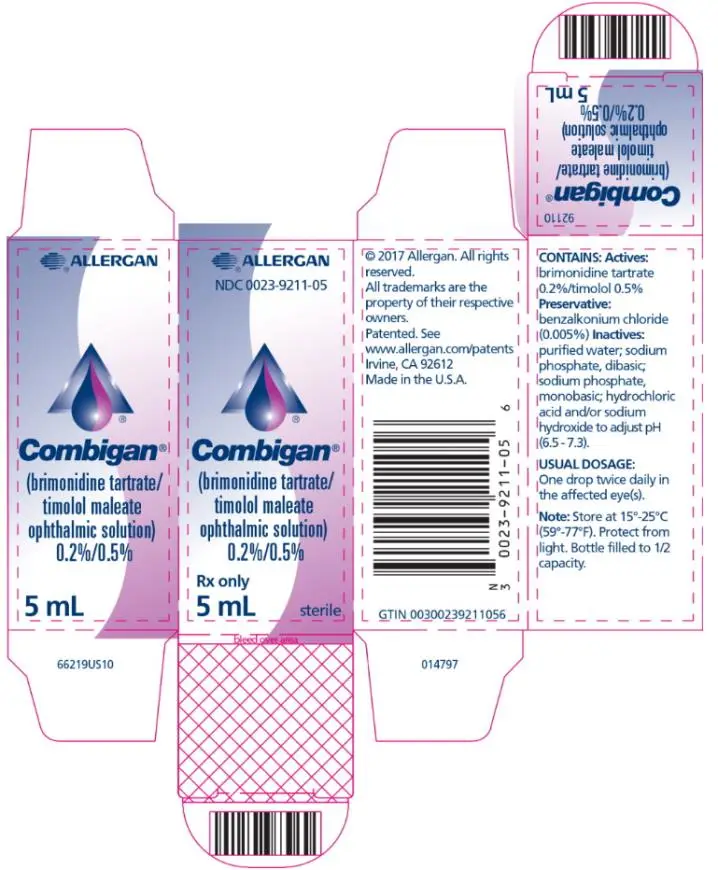 PRINCIPAL DISPLAY PANEL
NDC 0023-9211-05
Combigan
Rx Only
5 mL
sterile
