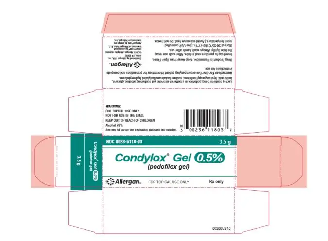 PRINCIPAL DISPLAY PANEL
Condylox Gel 0.5%
3.5 g
NDC 0023-6118-03
