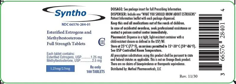 Esterified Estrogen and Methyltestosterone , 1.25 mg/2.5 mg  - NDC 69315-284-01 - 100 Tablets Label