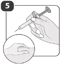 image of how to hold syringe and site for injection - instructions for use