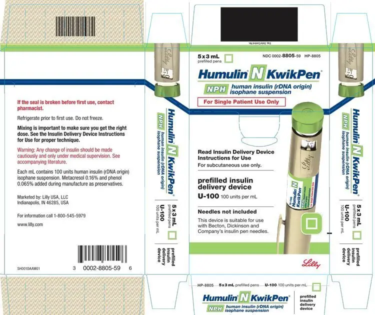 PACKAGE LABEL – Humulin N KwikPen 3mL 5ct
