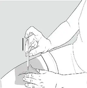 Pull off inner needle shield and throw away