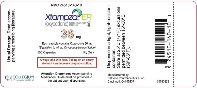 PRINCIPAL DISPLAY PANEL - 36 mg Capsule Bottle Label