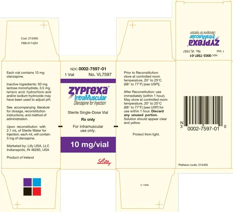 PACKAGE LABEL - ZYPREXA INTRAMUSCULAR 10 mg/vial
