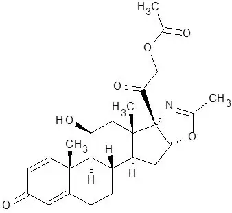 The structural formula for EMFLAZA is deflazacort (a corticosteroid).  Corticosteroids are adrenocortical steroids, both naturally occurring and synthetic.  The molecular formula for deflazacort is C25H31NO6.  The chemical name for deflazacort is (11β,16β)-21-(acetyloxy)-11-hydroxy-2'-methyl-5'H-pregna-1,4-dieno[17,16-d]oxazole-3,20-dione.